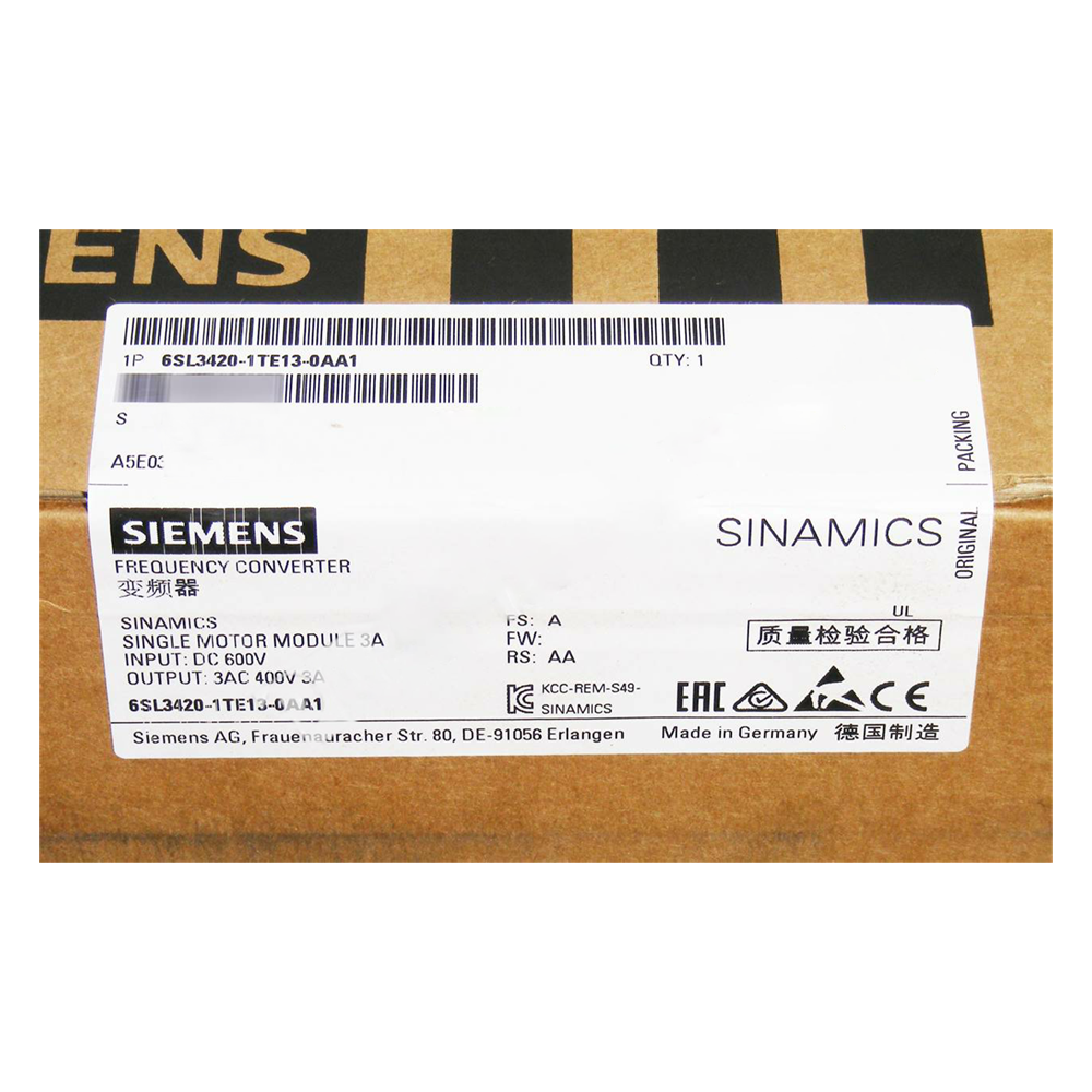SIEMENS INPUT/OUTPUT Módulo 6SL3420-1TE13-0AA1