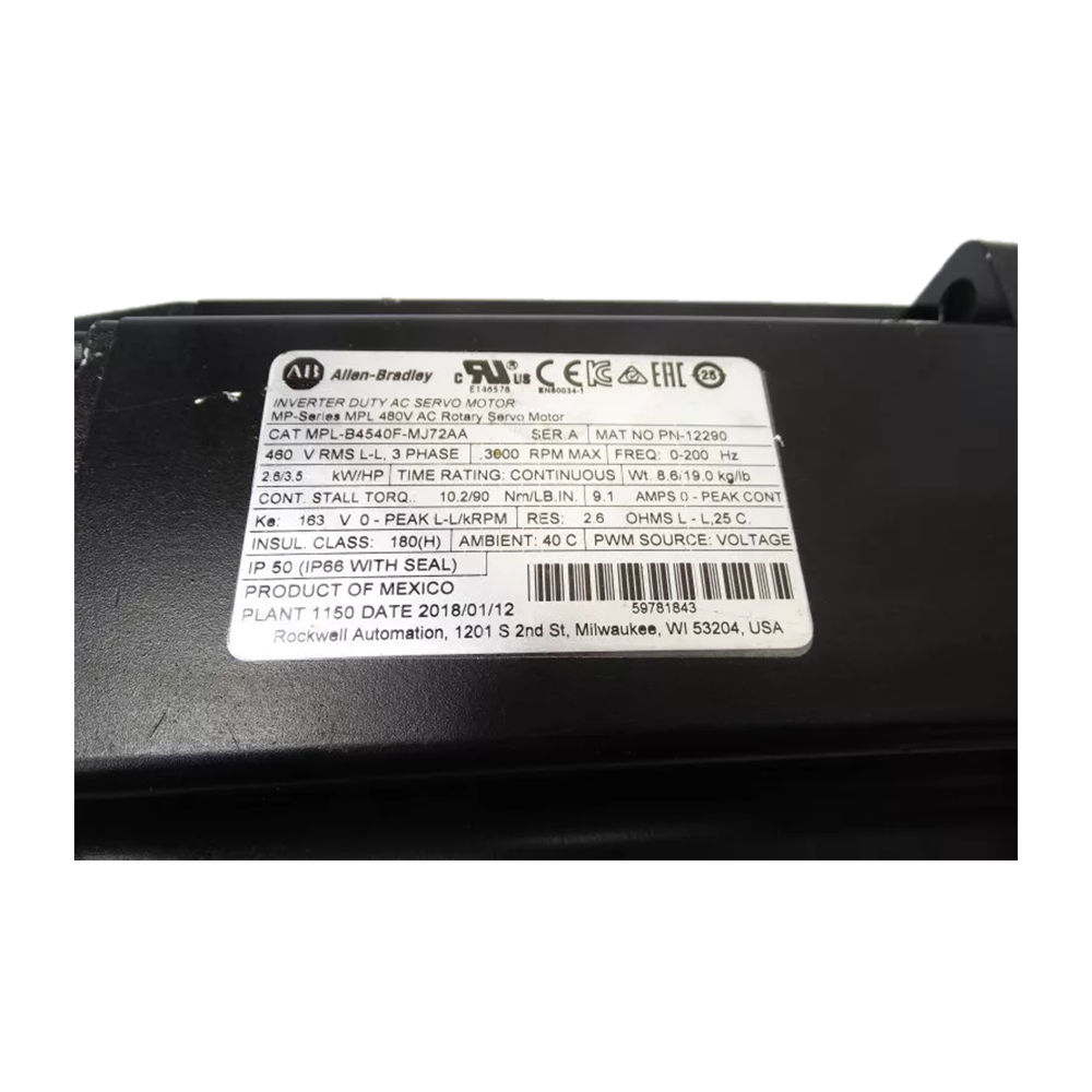 Allen Bradley Servo Motor MPL-B4540F-MJ72AA
