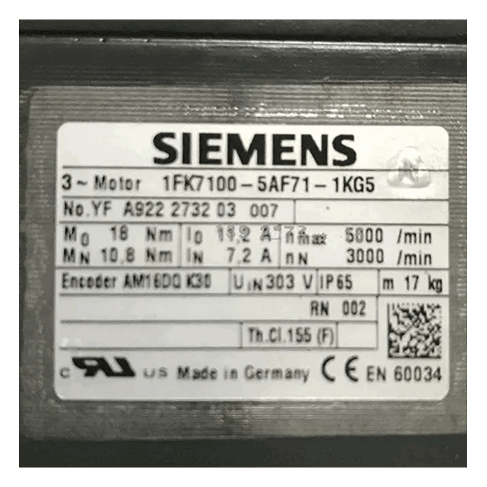SIEMENS Servo Motor 1FK7100-5AF71-1KG5