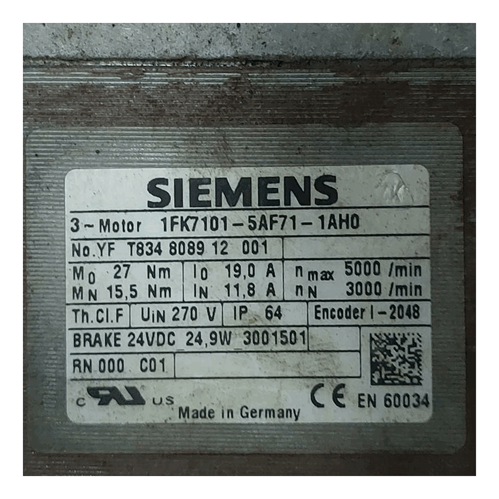 SIEMENS Servo Motor 1FK7101-5AF71-1AH0