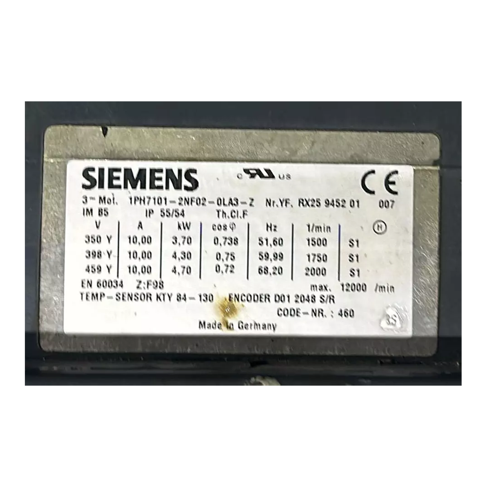 SIEMENS Servo Motor 1PH7101-2NF02-0LA3-Z