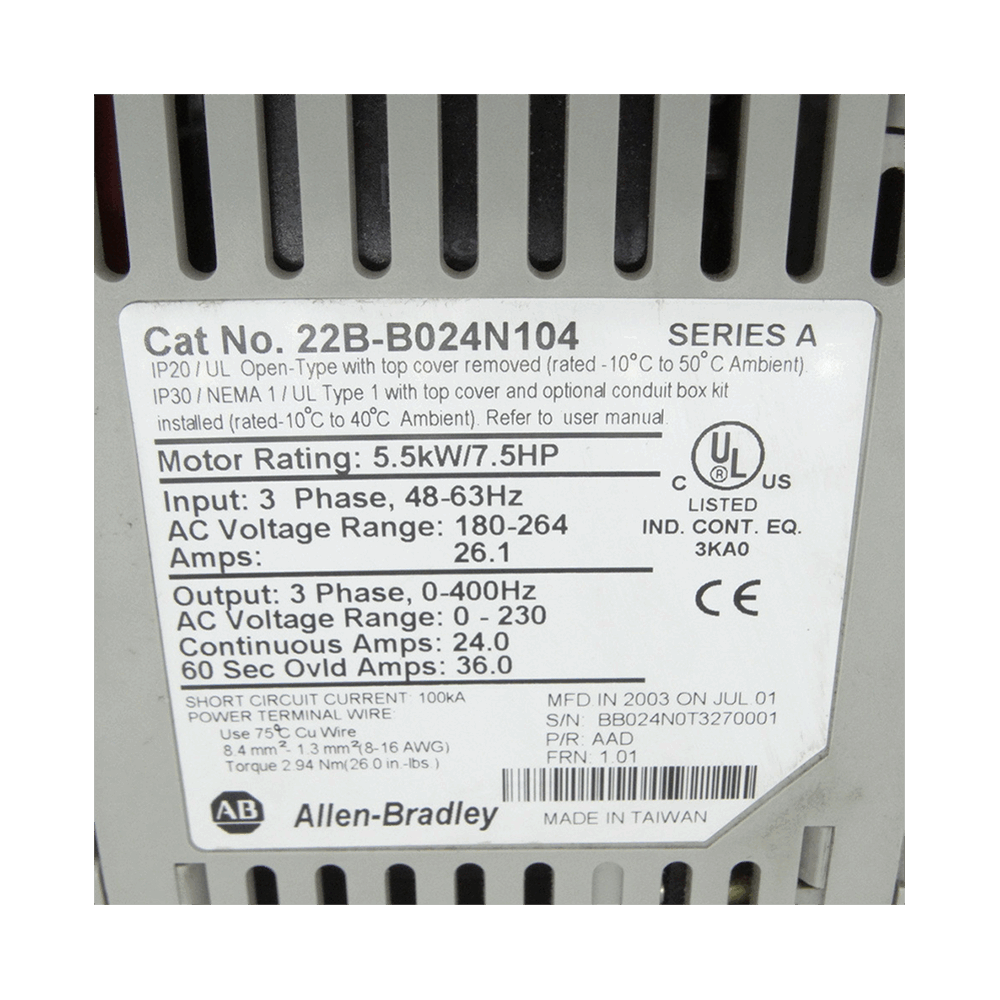 Rockwell AB VFD Frequency Converter 22B-B024N104