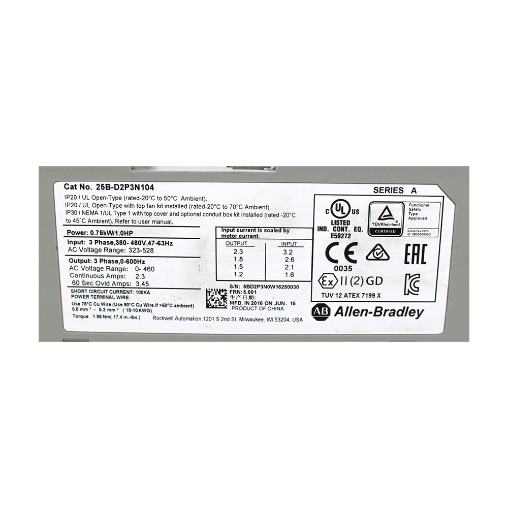 Rockwell AB VFD Frequency Converter 25B-D2P3N104