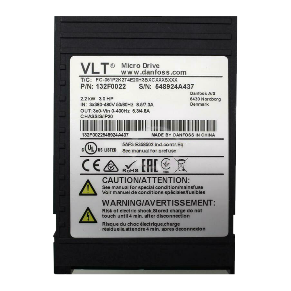 Danfoss VFD Frequency Converter FC-051P2K2T4E20H3BXCXXXSXXX