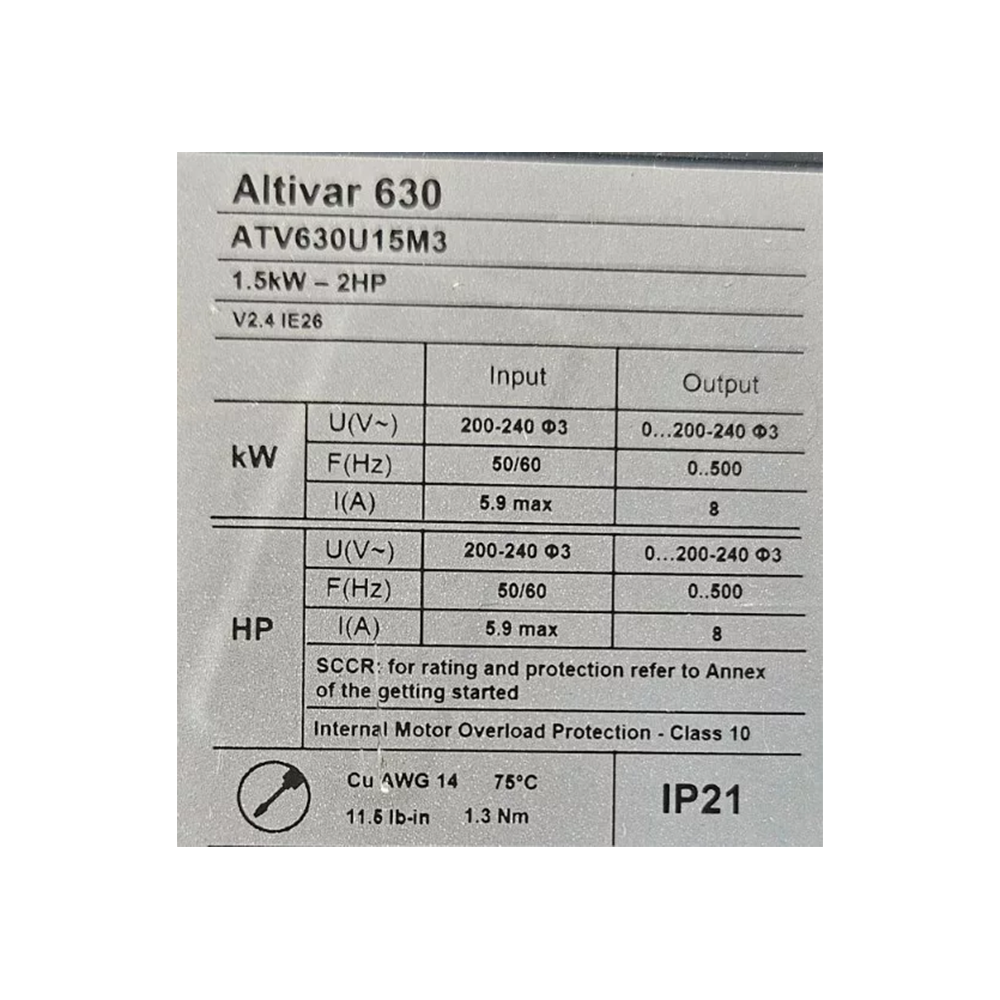 Schneider VFD Frequency Converter ATV630U15M3