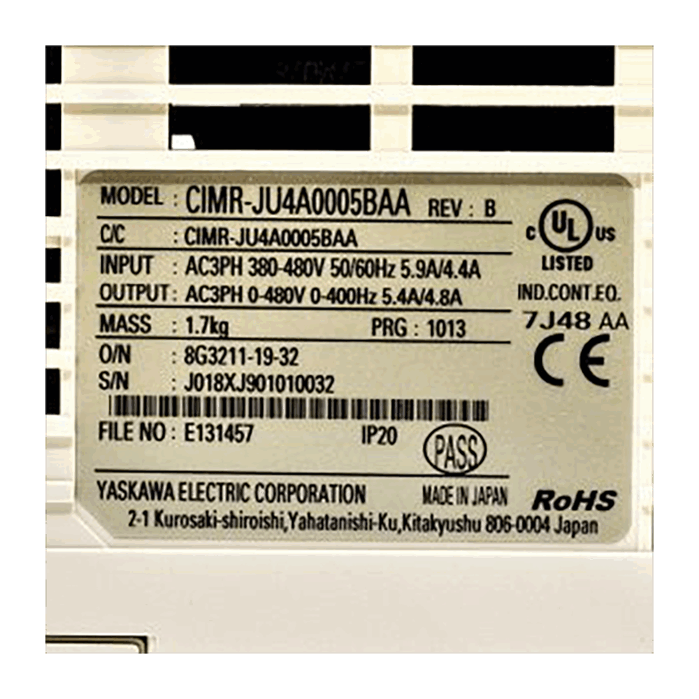 Yaskawa VFD Frequency Converter CIMR-JU4A0005BAA