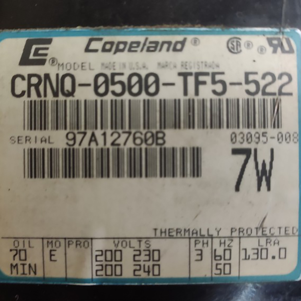 Copeland Compressor CRNQ-0500-TF5-522